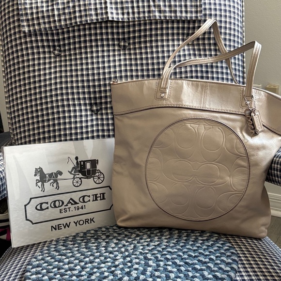 Coach Laura Metallic Beige Tote Bag - Picture 1 of 11